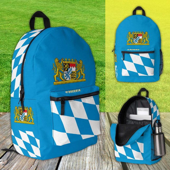 Patriotic Bavaria backpack, Germany, Bavarian flag Printed Backpack (Creator Uploaded)