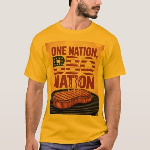 Patriotic BBQ Nation Funny Grilling Steak T-Shirt