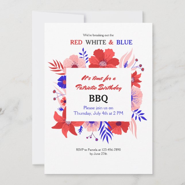 Patriotic BBQ Party Invitation (Front)