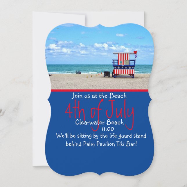 Patriotic Beach Patrol Invitation (Front)