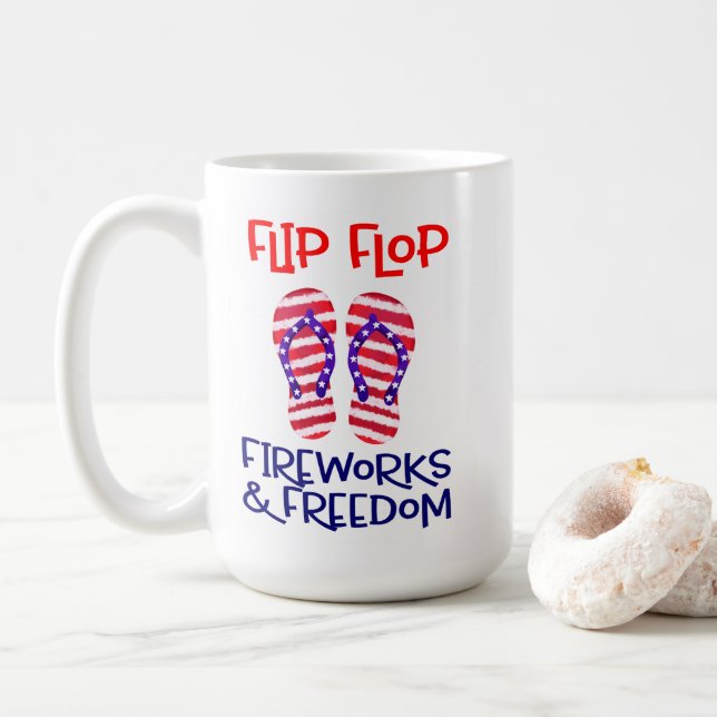 Patriotic Beach Vibes Coffee Mug (With Donut)