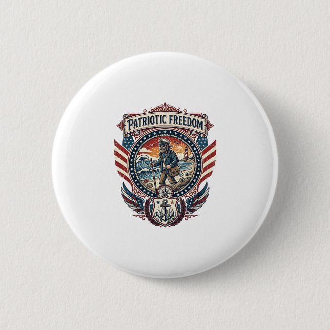 Patriotic Beachcomber Vector Graphic Tee_1 6 Cm Round Badge (Front)