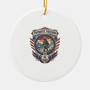 Patriotic Beachcomber Vector Graphic Tee_1 Ceramic Tree Decoration