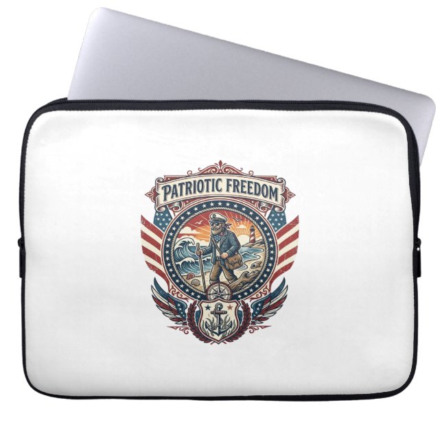 Patriotic Beachcomber Vector Graphic Tee_1 Laptop Sleeve (Front)