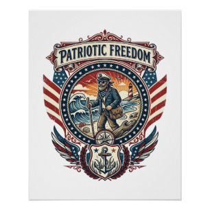 Patriotic Beachcomber Vector Graphic Tee_1 Poster