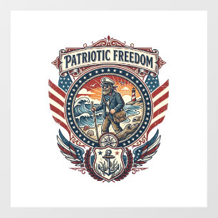 Patriotic Beachcomber Vector Graphic Tee_1 Window Cling