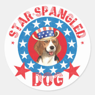 Patriotic Beagle Classic Round Sticker