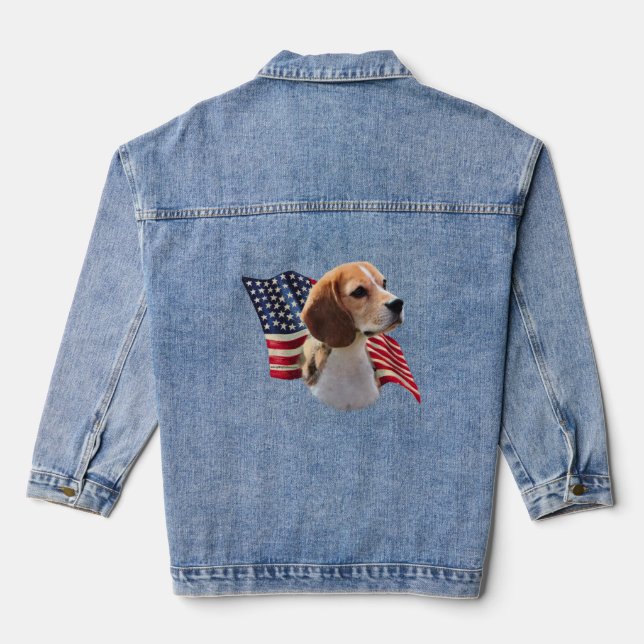 Patriotic Beagle Denim Jacket (Back)