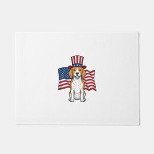 Patriotic Beagle Dog Flag Vintage Engraving Design Doormat