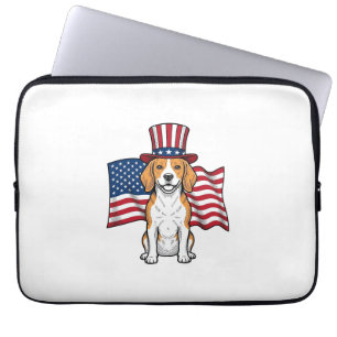 Patriotic Beagle Dog Flag Vintage Engraving Design Laptop Sleeve