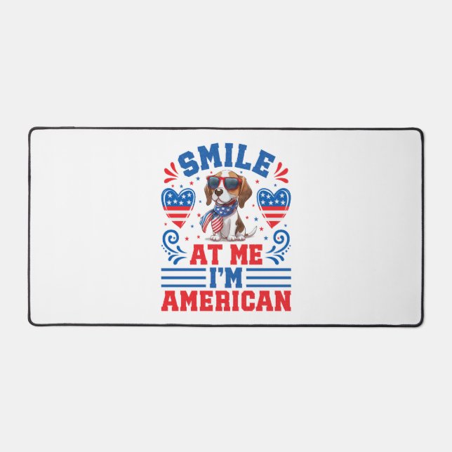 Patriotic Beagle Dog for 4th Of July Desk Mat (Front)