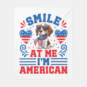Patriotic Beagle Dog for 4th Of July Fleece Blanket