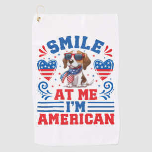 Patriotic Beagle Dog for 4th Of July Golf Towel