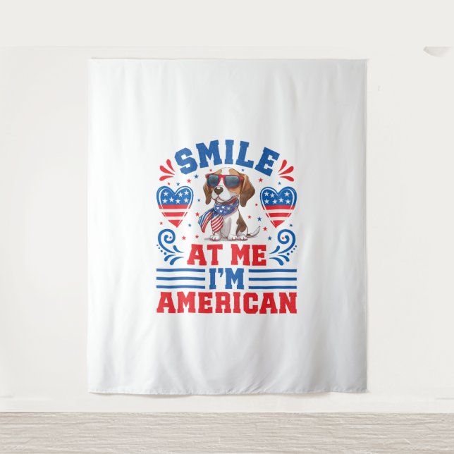 Patriotic Beagle Dog for 4th Of July Tapestry (Front)