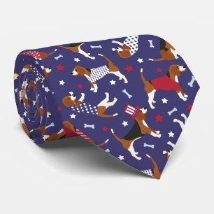 Patriotic Beagle Dog Pattern Neck Tie