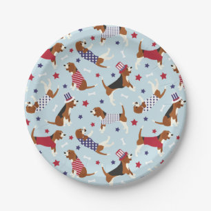 Patriotic Beagle Dog Pattern Paper Plate