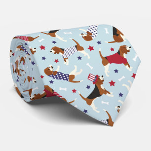 Patriotic Beagle Dog Pattern Tie