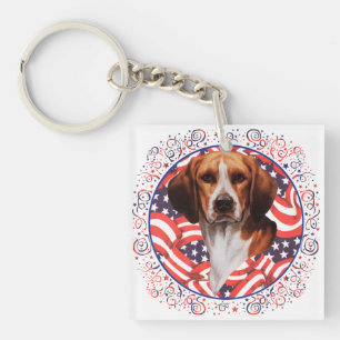 Patriotic Beagle Key Ring