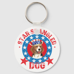 Patriotic Beagle Key Ring