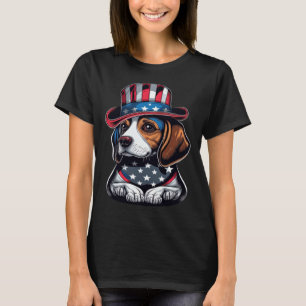 Patriotic Beagle Wearing USA Flag Patriotic Americ T-Shirt