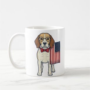 Patriotic Beagle with Flag Vintage Vector Art_1 Coffee Mug