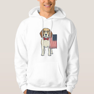 Patriotic Beagle with Flag Vintage Vector Art_1 Hoodie