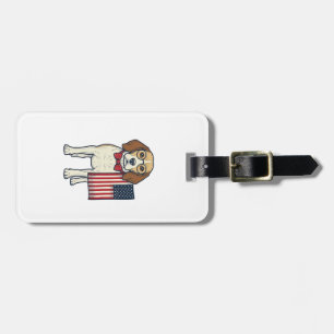 Patriotic Beagle with Flag Vintage Vector Art_1 Luggage Tag