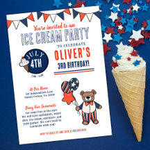 Patriotic Bear Ice Cream Party Birthday