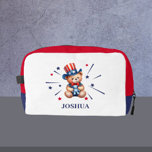 Patriotic Bear Personalised Kids Name Dopp Kit