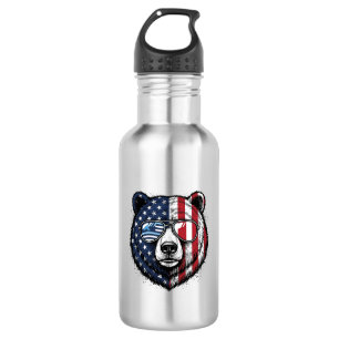 Patriotic Bear Sunglasses Vintage Vector Shirt_1 532 Ml Water Bottle