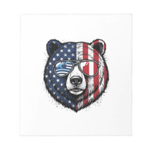 Patriotic Bear Sunglasses Vintage Vector Shirt_1 Notepad