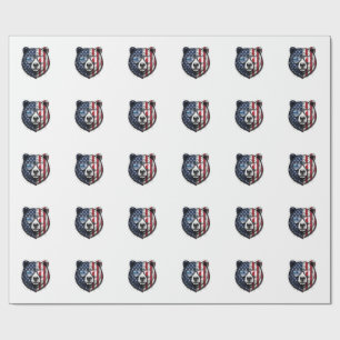 Patriotic Bear Sunglasses Vintage Vector Shirt_1 Wrapping Paper