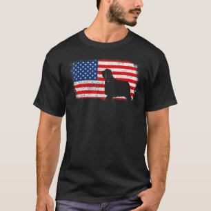 Patriotic Bearded Collie American Flag Vintage T-Shirt