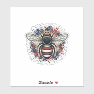 Patriotic Bee Vintage Engraving Vector Design_1