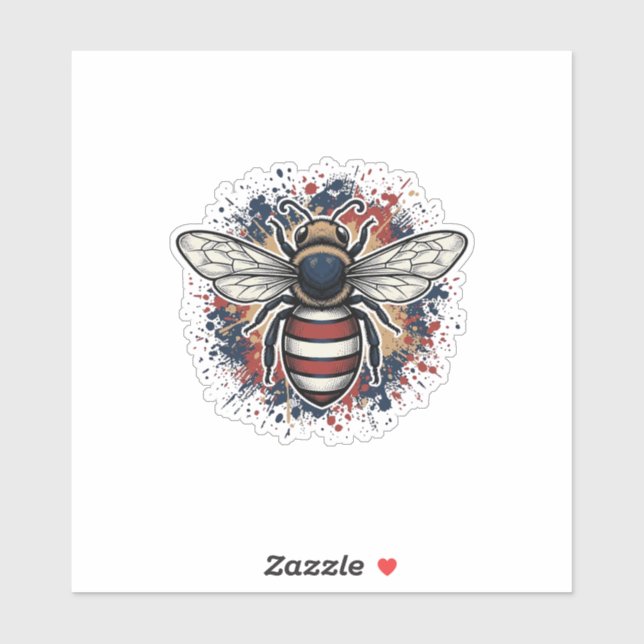 Patriotic Bee Vintage Engraving Vector Design_1 (Sheet)