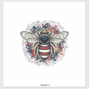 Patriotic Bee Vintage Engraving Vector Design_1