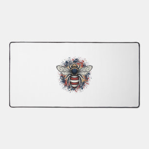 Patriotic Bee Vintage Engraving Vector Design_1 Desk Mat