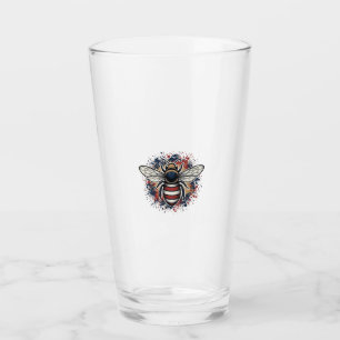 Patriotic Bee Vintage Engraving Vector Design_1 Glass