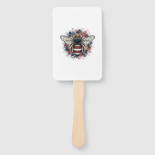 Patriotic Bee Vintage Engraving Vector Design_1 Hand Fan