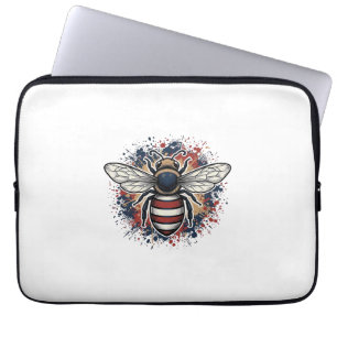 Patriotic Bee Vintage Engraving Vector Design_1 Laptop Sleeve