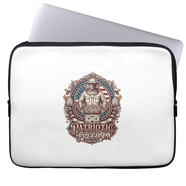 Patriotic Beekeeper Vector Graphic Tee Laptop Sleeve (Front)