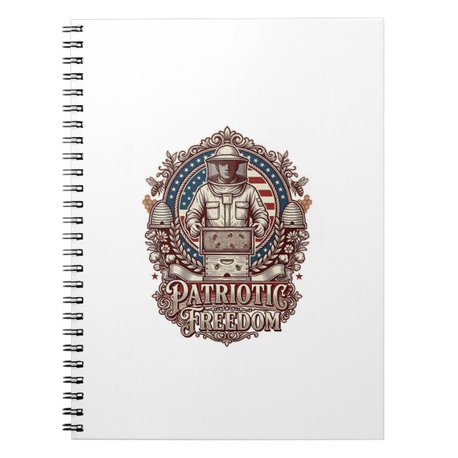 Patriotic Beekeeper Vector Graphic Tee Notebook (Front)
