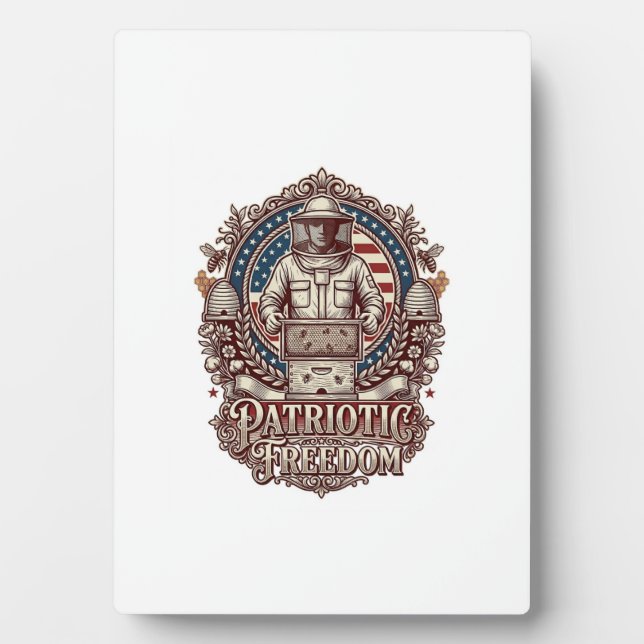 Patriotic Beekeeper Vector Graphic Tee Plaque (Front)