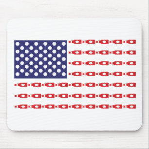 Patriotic Beer Bottle Flag Mouse Mat
