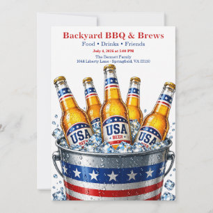 Patriotic Beer Bucket Party - Fourth of July Invitation
