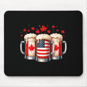 Patriotic beer canada usa flag maple leaf canadian mouse mat
