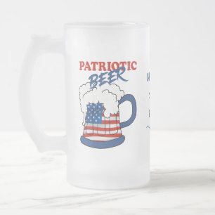 Patriotic beer custom frosted glass beer mug
