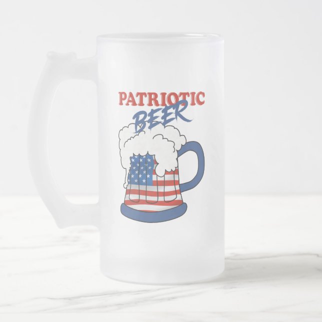 Patriotic beer frosted glass beer mug (Left)