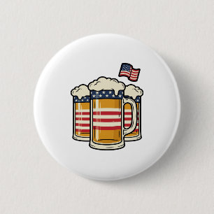 Patriotic Beer Mug Vintage Vector Design_1 6 Cm Round Badge