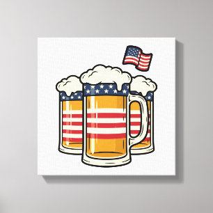 Patriotic Beer Mug Vintage Vector Design_1 Canvas Print